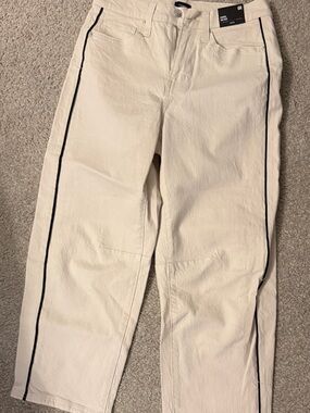 Express Cream Pants with Black Side Stripe